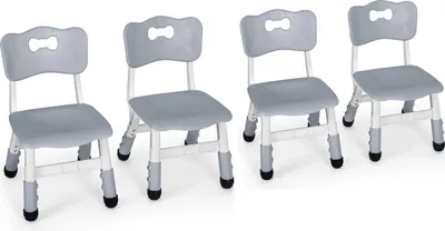 Image de Chaise pour enfant, réglable en hauteur, stable et ergonomique, gris - lot de 4
