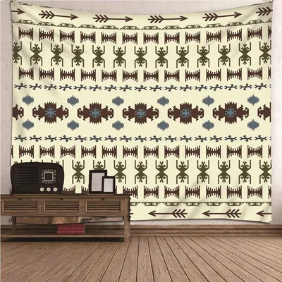 Productafbeelding van Geometrisch Wandtapijt in Geel en Bruin, 350 x 256 cm