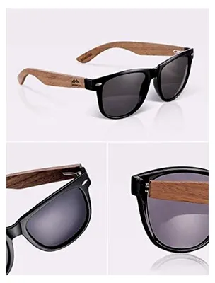 Produktbild von Polarisierte Holz Sonnenbrille für Herren und Damen, UV400 Schutz, Rahmen aus Walnuss Holz