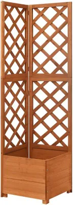 Zdjęcie produktu dla Drewniana donica z kratką – 40 x 40 x 150 cm – lite drewno dębowe – donica z podporą dla pnączy – podwyższona grządka do ogrodnictwa wertykalnego – kompaktowa skrzynka na kwiaty do użytku na zewnątrz