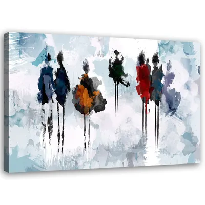 Produktbild von Leinwandbild frauenspaziergang abstraktion 100x70 cm Feeby blau wandbild bereit zum aufhängen