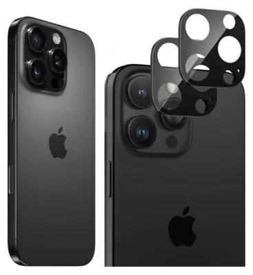 A black iPhone with camera lens protectors shown from the back.