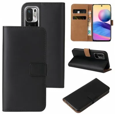 Produktbild von Kunstleder Flip-Hülle für Smartphones - Farbe: Schwarz - Modellkompatibilität: Für Xiaomi Redmi Note 10 5G