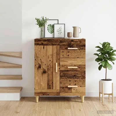 Image de vidaXL Sideboard vieux bois 69,5 x 34 x 90 cm Matériau dérivé du bois
