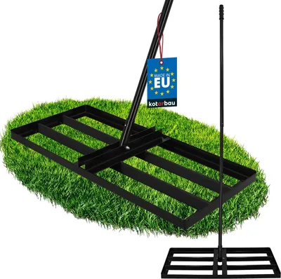 Produktbild von KOTARBAU® Rasenrakel 70x30cm Rasen Nivellierrechen mit Stahlstiel 180cm Gartenwerkzeug zur Rasenpflege Rasen Rakel Gartenzubehör Stahl Schwarz