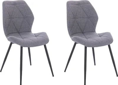 Image de SVITA JAMIE Lot de 2 chaises de salle à manger Chaise rembourrée sans accoudoirs Tissu gris clair
