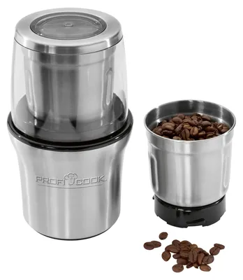 Produktbild von ProfiCook PC-KSW 1021 N, 2-in-1 Kaffeeschlagwerk & Zerkleiner in Einem, für Kaffeebohnen / Gewürze / Nüsse etc., Sicherheitsschaltung, Edelstahl