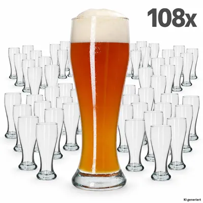Produktbild von 108er Set Sepp Weizenbiergläser 0,5 L geeicht aus Klarglas Weißbier