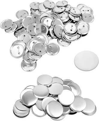 Produktbild von Buttons 58mm Rohlinge Set 100x, Weißblech mit Klarfolie und Nadel, Knopfrohlinge für Anstecker Herstellung,Buttonrohlinge