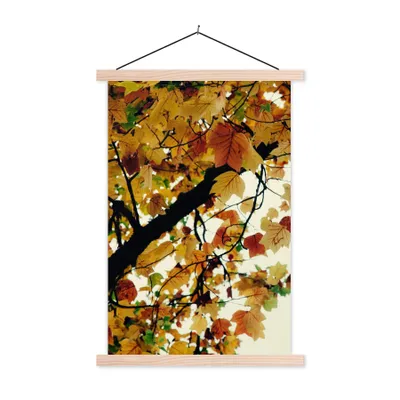 Produktbild von MuchoWow® Textilposter Bäume - Herbstblätter - Natur 60x90 cm mit holzfarbenen Rahmen - Textil