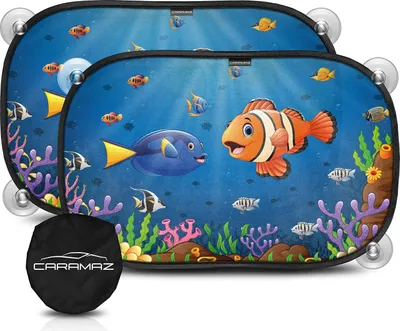 Produktbild von Sonnenschutz Auto Baby mit UV Schutz 48x30cm - 2 Stück mit Saugnäpfen - Sonnenblende Auto Kinder - Auto Fenster Sonnenschutz -Sonnenblende: Orange-Neo