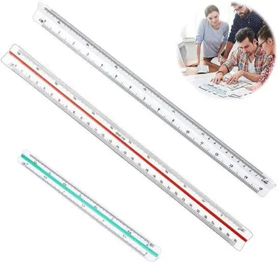Immagine prodotto di Set di righelli graduati, 3 pezzi, triangolari, 1:20-1:500, 30 cm