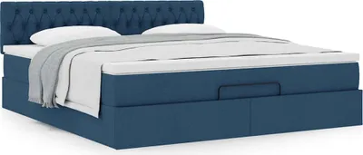 Produktbild von Hochwertig Ottoman-Bett mit Matratze Blau 160x200 cm Stoff 3311559