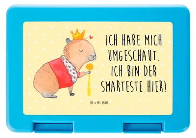 Produktbild von Mr. & Mrs. Panda Bento Box Capybara König - Gelb Pastell - Geschenk, Vesperbox, Meal Prep, Lunchbox, Bentobox, Tiere, Frühstücksbox