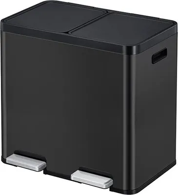 Image de EKO - Essential 1 Recycler Poubelle à pédale 22+22 litres - Stainless Steel Plastic - Noir