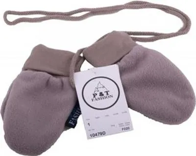 Produktbild von P&T Baby Fäustlinge mit Kordel - Microfleece - Dunkelbeige - Alter 0-1 Jahr - Winterbekleidung
