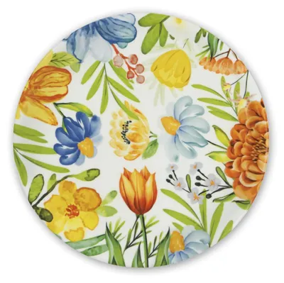 6 Pizzateller aus Porzellan, 31 cm, Blumenmotiv, mehrfarbig