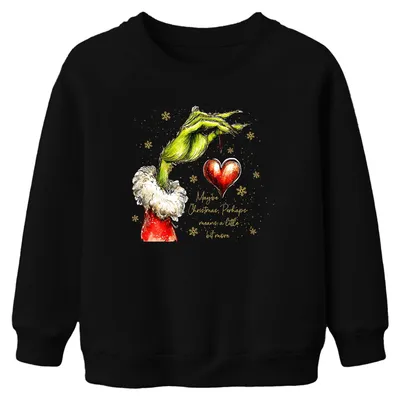 Produktbild von Grinch Heart Ornament Maybe Christmas means a little bit more Uni Kinder Sweatshirt Pullover, Schwarz, 152