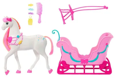 Zdjęcie produktu dla Barbie JNH63, Kareta ciągnieta przez konie dla lalki, 3 lat(a)