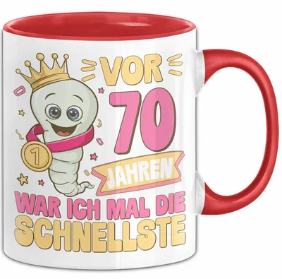 Produktbild von 70. Geburtstag Tasse Geschenk Vor 70 Jahren War Ich Mal Die Schnellste Geschenkidee Frauen Mutter Oma (Rot)