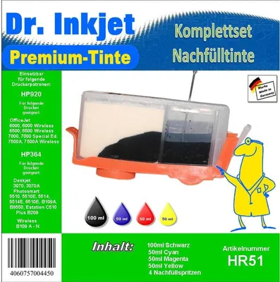 Produktbild von Dr. Inkjet Nachfülltinte kompatibel zu HP924 | HP924XL | HP OfficeJet Pro 8122 e