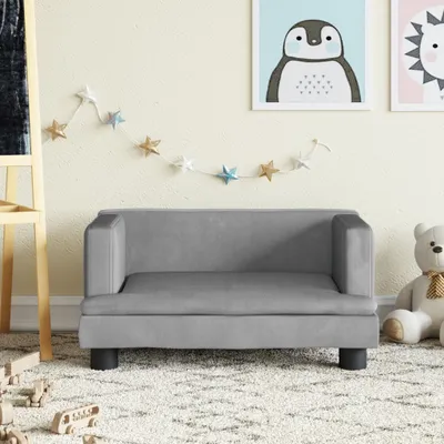 Imagen del producto de Living Store: Sofá infantil, color gris claro, 60x40x30 cm, tapizado en terciopelo