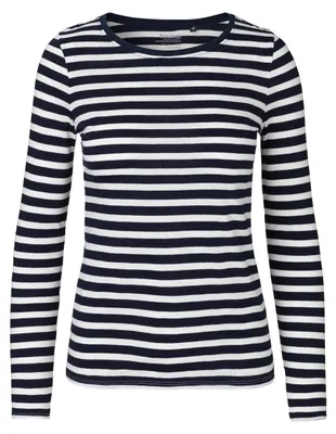 Image de Neutre - T-shirt pour femmes, manches longues LT3730 (L) (blanc/marine)
