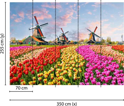 Produktbild von Tadessi Fototapete | Blumen | 3.50 m x 2.55 m | Bunt | Braun | Wandbild | Digitaldruck