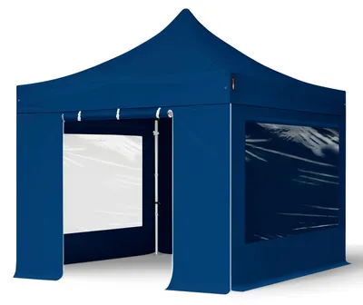 Immagine prodotto di TOOLPORT 3x3m gazebo pieghevole PES con laterali (panoramiche), PROFESSIONAL alluminio, blu scuro