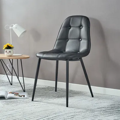 Produktbild von Esszimmerstühle ALVARO 4er Set Kunstlederbezug - Schwarz/Grau Stühle für Esstisch Küchenstühle essstühle