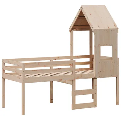Produktbild von Hochbett mit Dach 75x190 cm Massivholz Kiefer