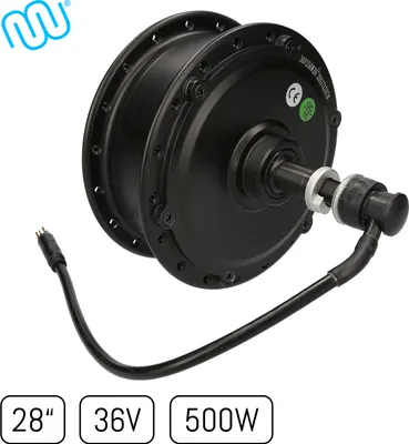 Produktbild von windmeile | E-Bike Nabenmotor Hinterrad, Schwarz, 28“, 36V/500W, E-Bike, Elektro Fahrrad, Pedelec