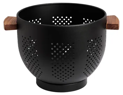 Immagine prodotto di Setaccio da cucina in acciaio inossidabile Wenco con manico in legno di acacia – diametro 22 cm. Scolapasta da appoggio