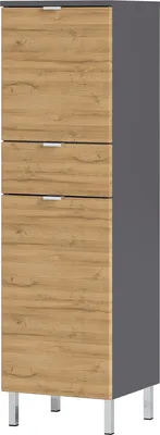 Produktbild von Midischrank "415" in anthrazit | hellbraun mit 2 Türen und 2 Einlegeböden. Abmessungen (BxHxT) 34x120x34 cm