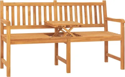 Produktbild von vidaXL Gartenbank 3-Sitzer mit Tisch 150 cm Massivholz Teak