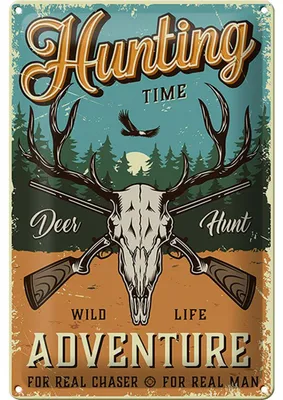 Produktbild von Blechschild Retro 20x30cm Hunting Time Adventure Abenteuer