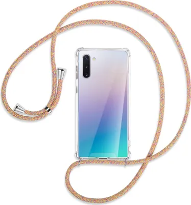 Produktbild von Handykette Backcover-Schutzhülle mit Band (Metall silberfarben) für Samsung Galaxy Note 10 (N970) - Rainbow