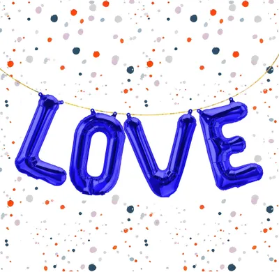 Immagine prodotto di Palloncino in foil con scritta Love, blu, circa 40 cm, da gonfiare con aria