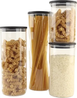 Produktbild von OTIX Vorratsgläser aus Glas mit Deckel 4-teilig Schwarz Holz