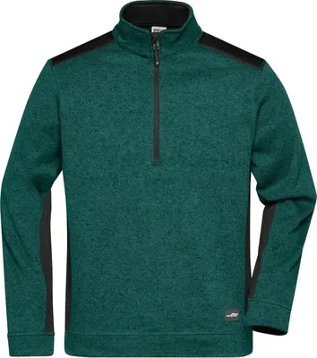 Produktbild von Pflegeleichter Strickfleece Troyer im Materialmix dark-green-melange/black, Gr. XL