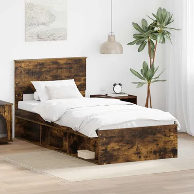 Produktbild von Möbel Bettrahmen Geräucherte Eiche 90 x 200 cm Massives Kiefernholz - Klassische Betten &29922