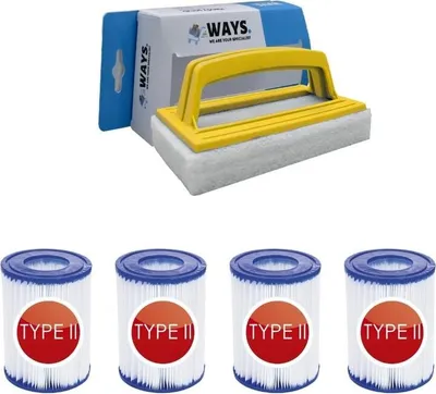 Zdjęcie produktu dla Bestway - Filtr typu II odpowiedni do pompy filtrującej 58383 - 4 sztuki i szczotka do szorowania WAYS