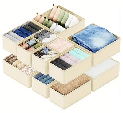 Produktbild von Aufbewahrungsboxen 10 Stück, Faltbar, Vliesstoff, Für Schubladen Unterwäsche
