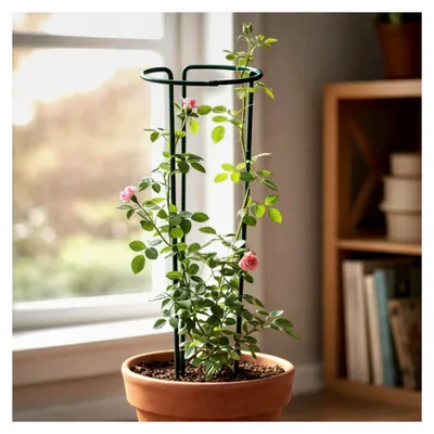 Produktbild von 3X Blumenhalter - Staudenhalter für Blumen (Höhe: 35 cm) - Pflanzenhalter als Unterstützung für Rankengewächse, Rosen, Stauden, runder Staudenring für Garten, Balkon, Terrasse