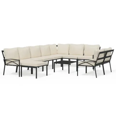 Produktbild von "im Sonderangebot" 11-tlg. Garten-Lounge-Set - elegantes Design - Sitzgruppe/Gartengarnitur - mit Sandfarbigen Kissen Stahl - Terassenmöbel DEMöbel848601
