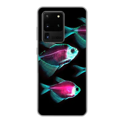 Produktbild von MuchoWow® Handyhülle Schutzhülle Hülle für Samsung Galaxy S20 Ultra Fisch - Lila - Blau Silikon Softcase Handy Hülle - Karteninhaber