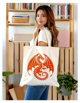 Produktbild von Strandtasche aus Polyester-Baumwolle mit Drachenkunst Schalotte, 340 g/m², Schwarz