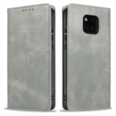Produktbild von Handyhülle für Huawei Mate 20 Pro Kunstleder Flip Cover Hülle Handytasche Case Kartenfach Farbe: Grau