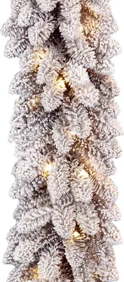 Produktbild von Girlande Weihnachten künstlich undekoriert schneeweiß DELUXE Viola mit LED Beleuchtung 270 cm
