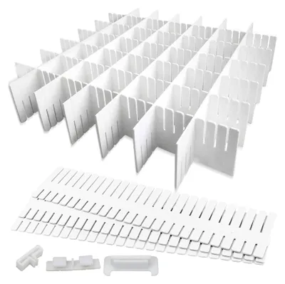 Produktbild von Schubladenteiler 16 Stück Verstellbare Schubladentrenner Weiß Ordnungssystem für Schrank Unterwäsche Socken DIY Schreibtisch Organizer